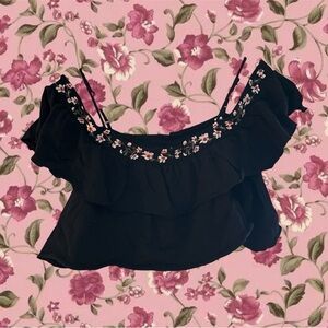 American Eagle Black Short Sleeve Top Size Large NWOT